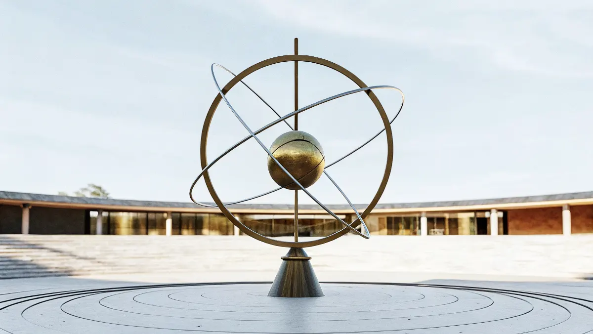 European Space Agency headquarters building with flags